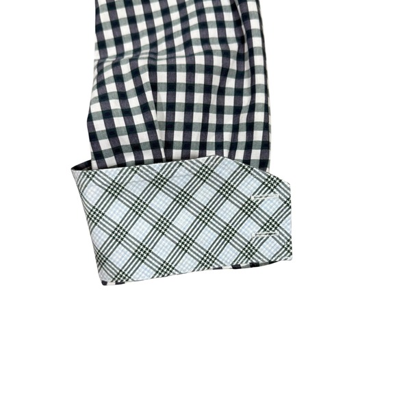 Thomas Dean Men's‎ XL Check Dress Shirt Black White Plaid Long Sleeve Cotton - Picture 6 of 10